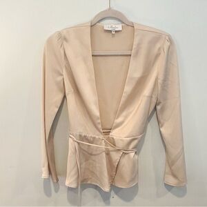 L'Academie Cream Long Sleeve Top Blouse Tie | Size XS